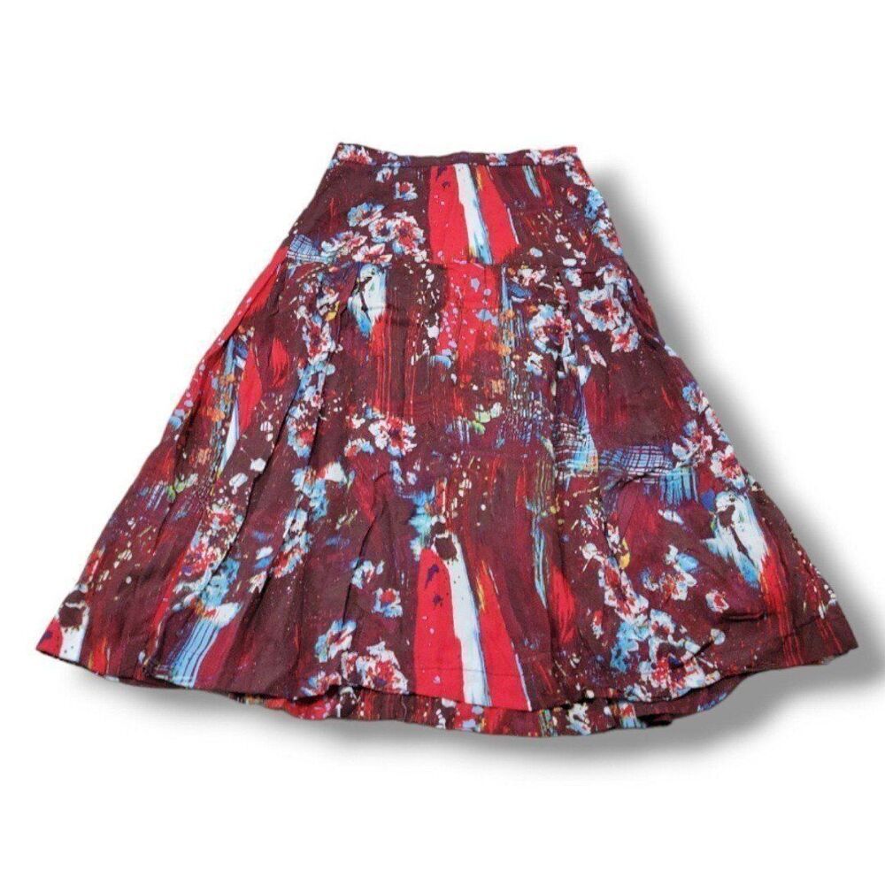 Grey Antics Skirt Size 4 26" Waist Peasant Skirt Pleated Skirt Midi Skirt Floral